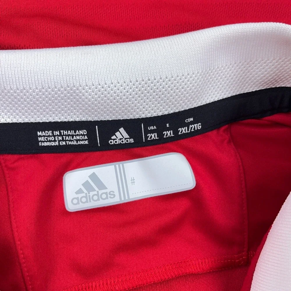 NC State Wolfpack Polo Shirt Men XXL 2XL‎ Red White Adidas Performance Wicking